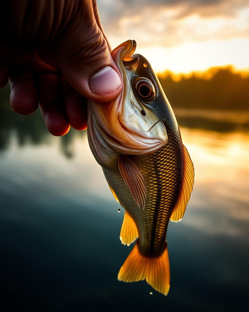 Largemouth bass at golden hour